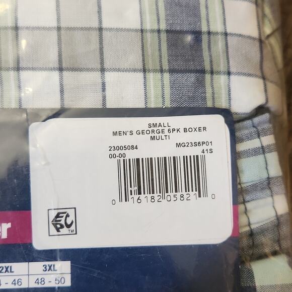 George Men's 6-Pack Woven Boxers - Blue and Green Plaid Size SM Wicking Tagless - Picture 5 of 6